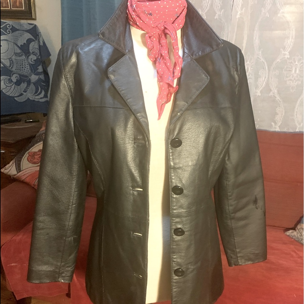 CLIO Leather Black Coat (M/L)